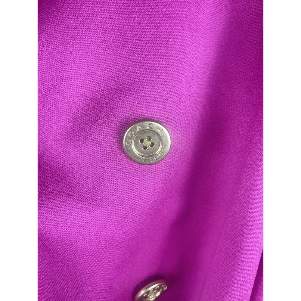 Coach Pink Trench Coat Womens XS Belted Double Breasted Cotton Jacket - Picture 5 of 8